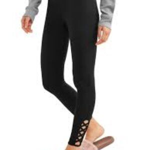 New w Tags No Boundaries Super Soft Ankle Legging Black Criss Cross XL Juniors